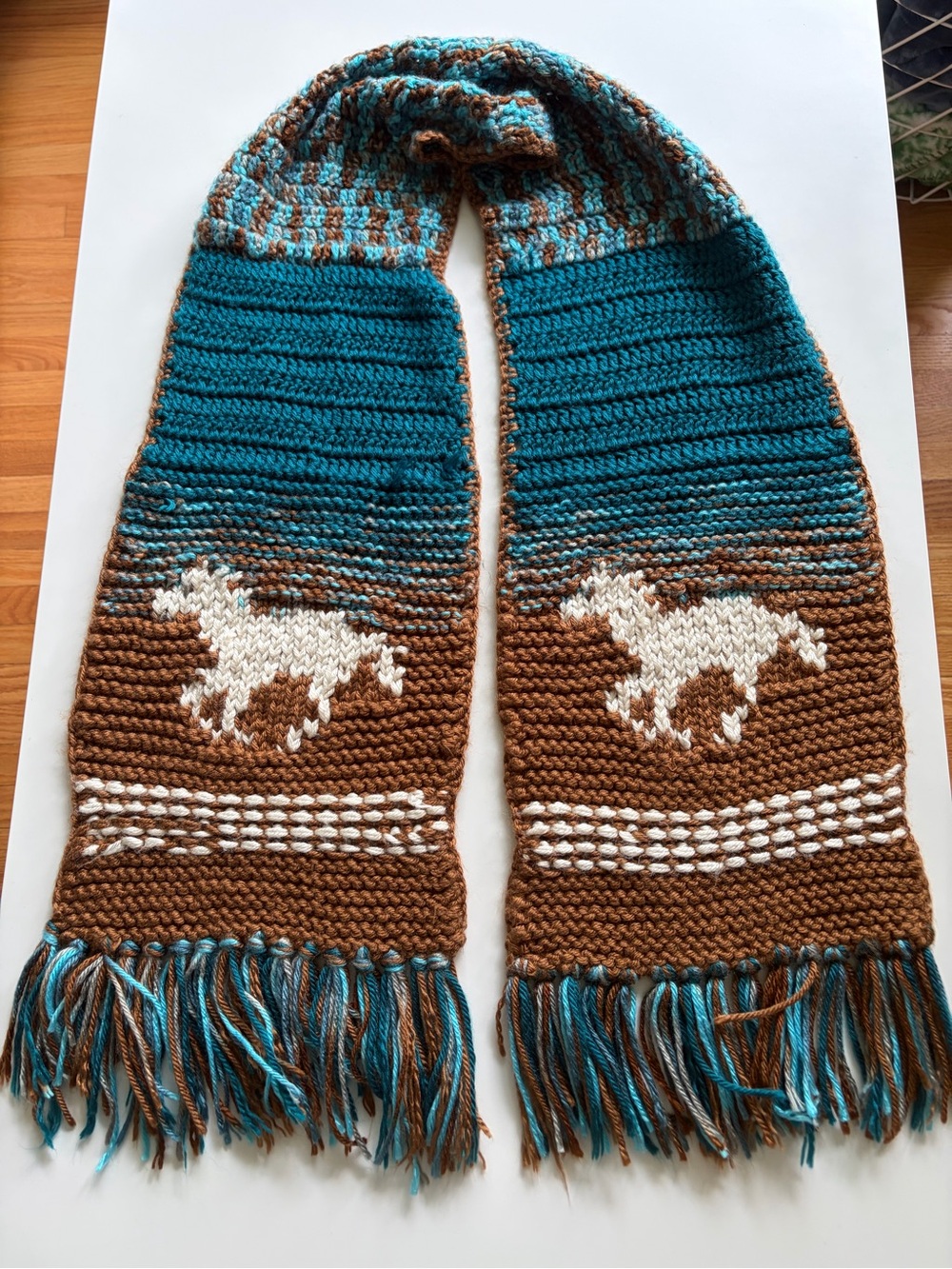 OOAK HandMADE Horse Scarf Cowichan Kawaii Western Cowgirl Cottagecore Teal